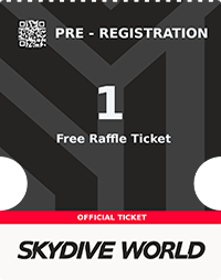 JOIN SKYDIVE WORLD NOW & get 1x Raffle Ticket for FREE! THE RAFFLES itself will start with the Grand Opening LP_cardX